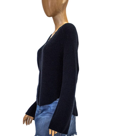 FRAME Clothing Small Navy Rib V-Neck Sweater
