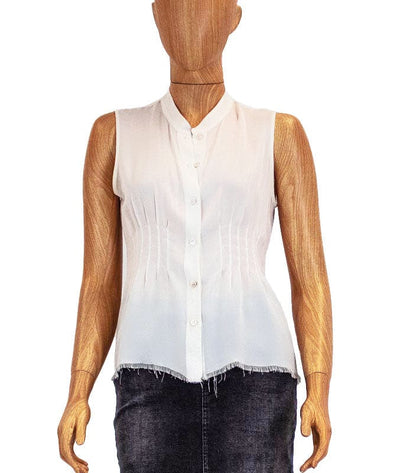 FRAME Clothing Small Sleeveless Sheer Button Down