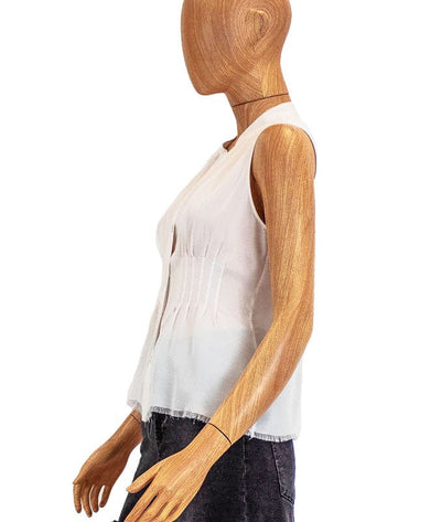 FRAME Clothing Small Sleeveless Sheer Button Down