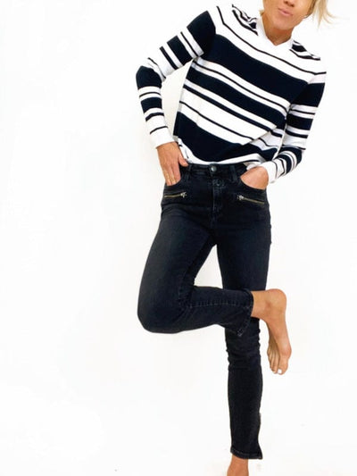 FRAME Clothing XS Striped Fitted Long Sleeve Top