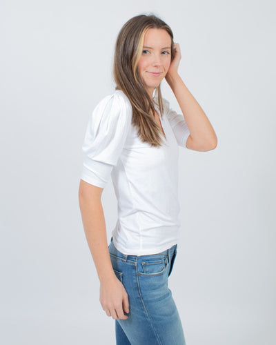 FRAME Clothing XS White V-Neck Blouse