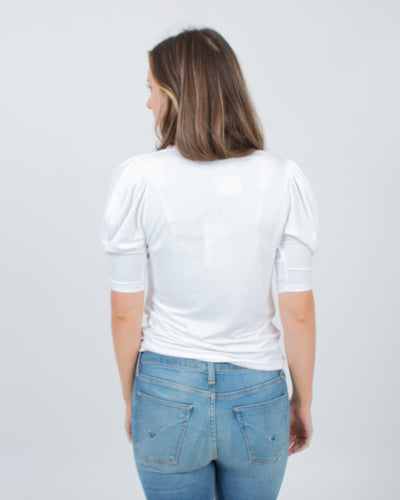 FRAME Clothing XS White V-Neck Blouse