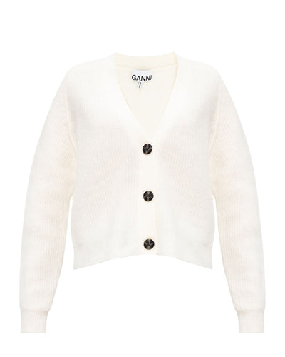 GANNI Clothing Small Ribbed V-Neck Cardigan