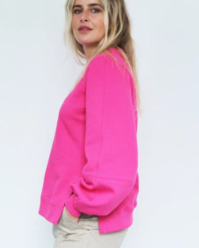 GANNI Clothing Small "Software Isoli" Puff Sleeve Shocking Pink Sweatshirt