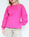 GANNI Clothing Small "Software Isoli" Puff Sleeve Shocking Pink Sweatshirt