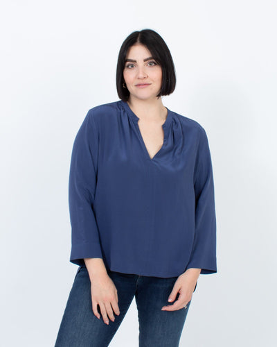 Gerard Darel Clothing Medium | US 8 I FR 40 Blue V-Neck Blouse