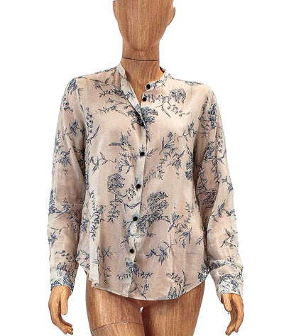 Giada Forte Clothing Large Sheer Floral Print Button Down Blouse