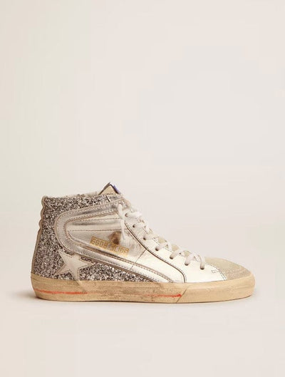 Golden Goose Shoes Medium | US 7 I IT 37 "Silver Glitter Slide" High Top Sneakers