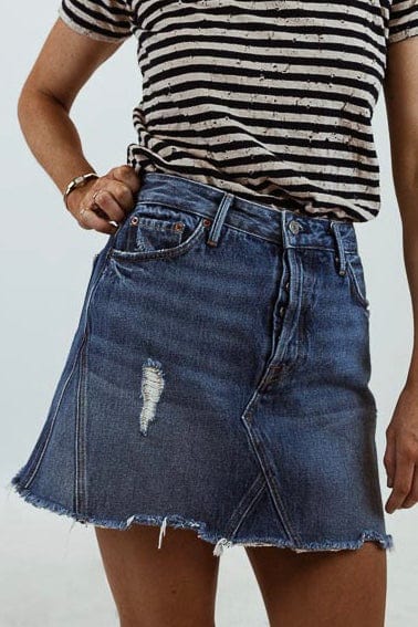 GRLFRND Clothing Small | US 26 "Eva" Raw Hem Skirt