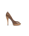 Gucci Shoes Medium | US 9 "Lisbeth" Patent Leather Peep-Toe Cork Platform High Heels