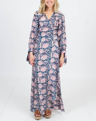 HANNAH Artwear Clothing Small "Luna" Silk Maxi Wrap Dress