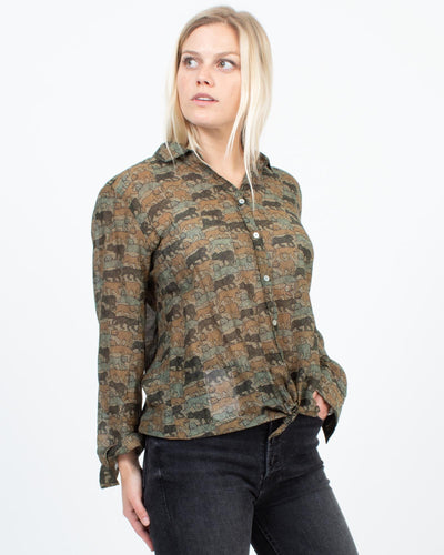 Hartford Clothing Small | US 4 Printed Button Down Blouse