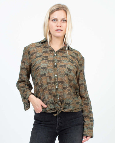 Hartford Clothing Small | US 4 Printed Button Down Blouse