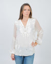 Haute Hippie Clothing Small Silk Lace Blouse
