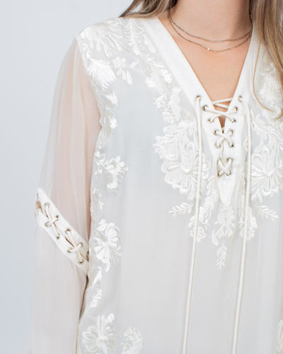 Haute Hippie Clothing Small Silk Lace Blouse