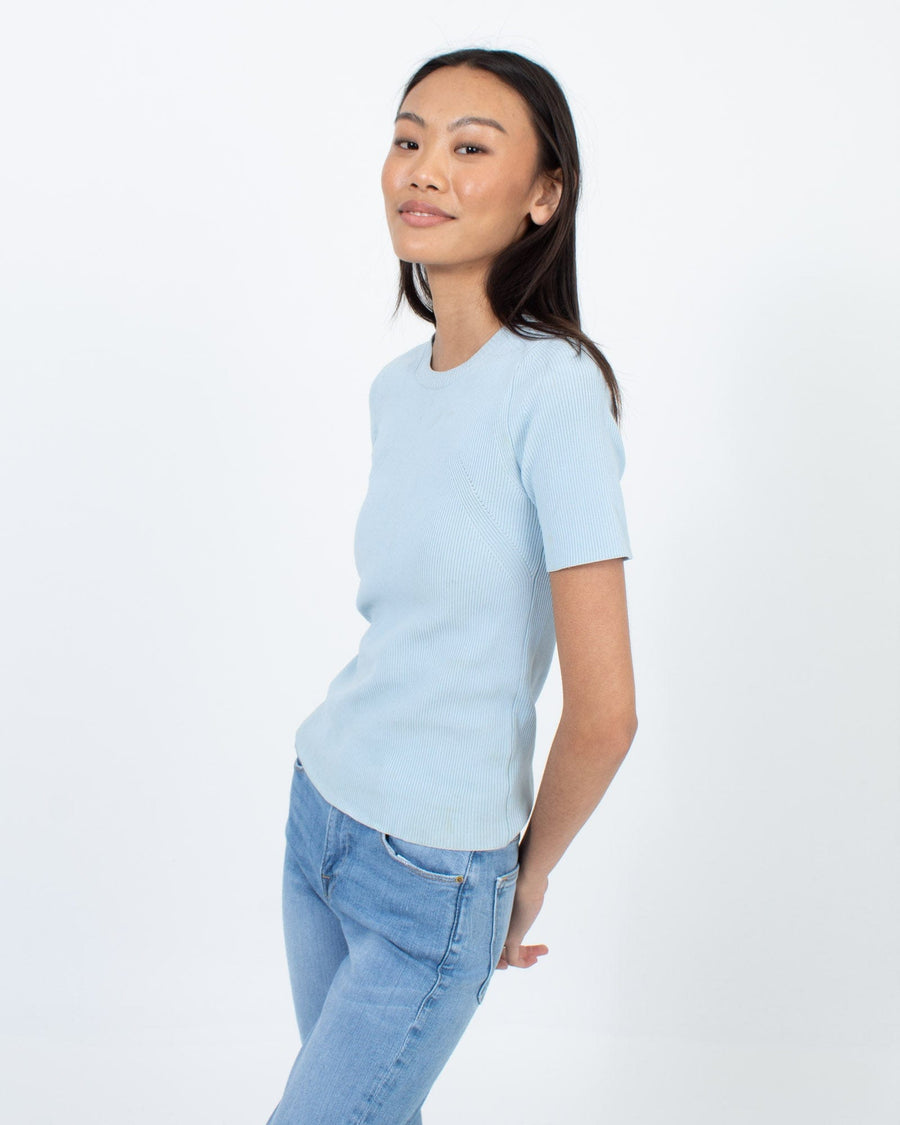 Helmut Lang Clothing XS Baby Blue Fitted Top