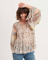 Hemant & Nandita Clothing Medium Sheer Printed Peasant Top