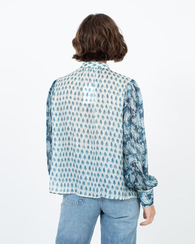 Hemant & Nandita Clothing Small Metallic Striped Button Down