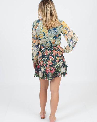Hemant & Nandita Clothing XS Long Sleeve V-Neck Floral Printed Dress