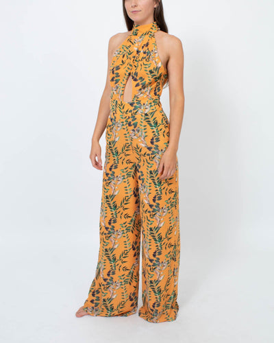 House of Harlow 1960 Clothing Small Orange Floral Jumpsuit