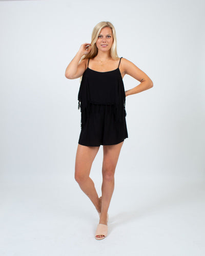 Indah Clothing Medium Black Fringe Romper