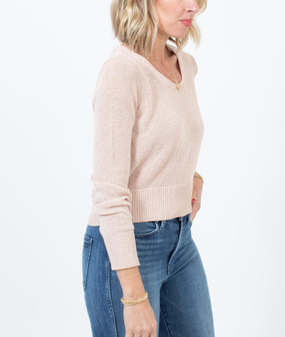Intermix Clothing Small Pink Metallic Cropped Sweater