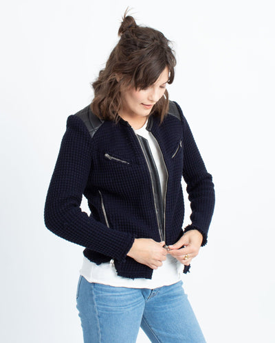 IRO Clothing Medium | US 8 I FR 40 Leather Accent Tweed Jacket