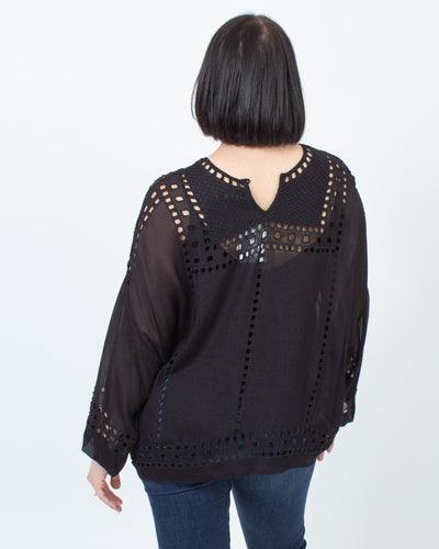 Isabel Marant Étoile Clothing Large | US 10 I FR 42 Black Dolan Eyelet Top