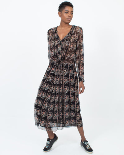 Isabel Marant Étoile Clothing Medium | US 8 I FR 40 Printed Silk Long Sleeve Maxi Dress