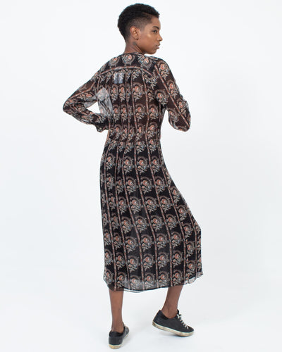 Isabel Marant Étoile Clothing Medium | US 8 I FR 40 Printed Silk Long Sleeve Maxi Dress