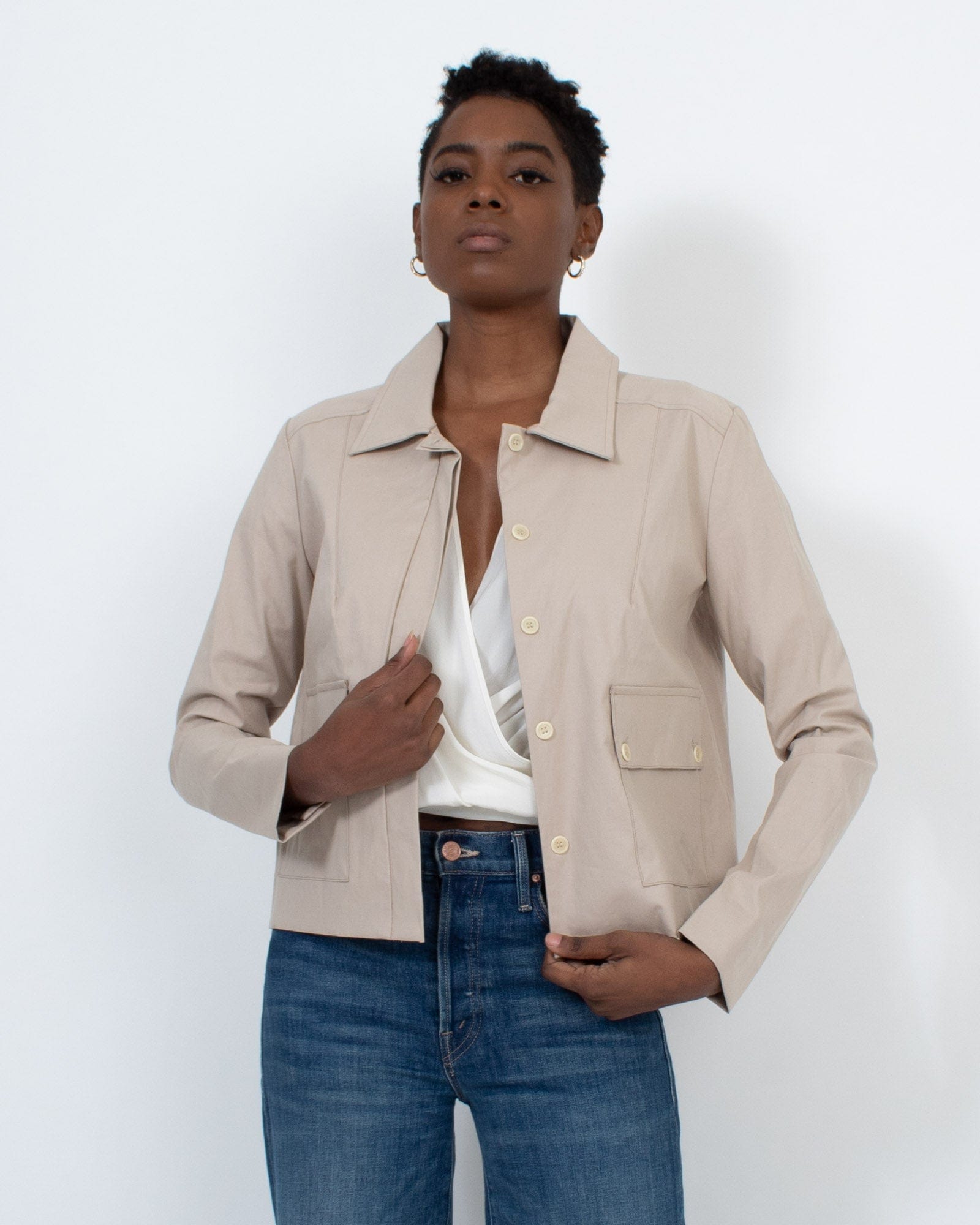 Beige Button Down Jacket The Revury