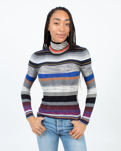 JED Clothing XS Metallic Striped Long Sleeve Turtleneck Top