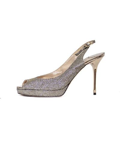 Jimmy Choo Shoes Small | US 7.5 I IT 37.5 Sparkle Peep-Toe Slingback Heels