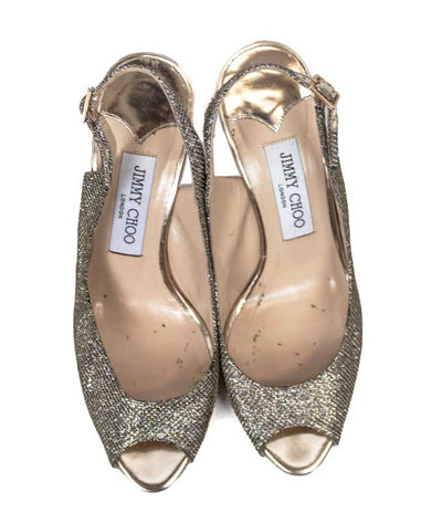 Jimmy Choo Shoes Small | US 7.5 I IT 37.5 Sparkle Peep-Toe Slingback Heels