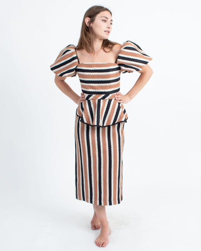 Johanna Ortiz Clothing XS | US 2 "Wondering Existence" Midi Dress With Peplum