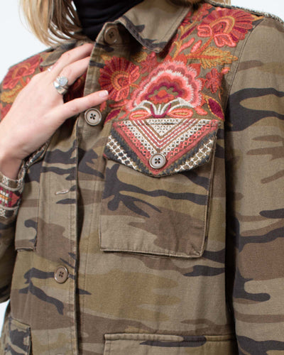 Johnny Was Clothing Small Camo Embroidered Jacket