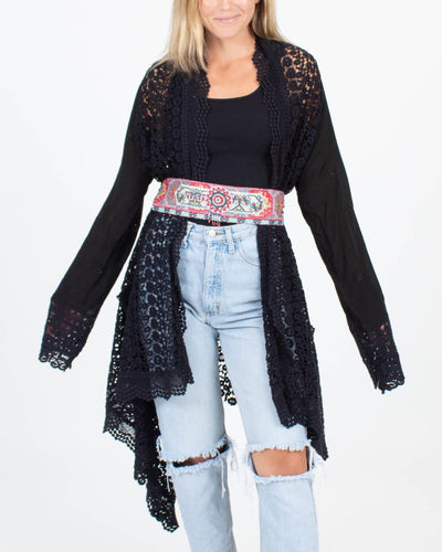 Johnny Was Clothing XS Crochet Kimono With Belt