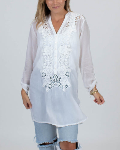 Johnny Was Clothing XS Sheer Embroidered Tunic
