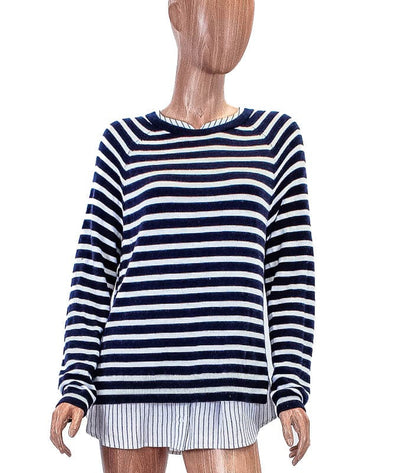 Joie Clothing Medium Stripe Sweater with Dress Shirt Trim