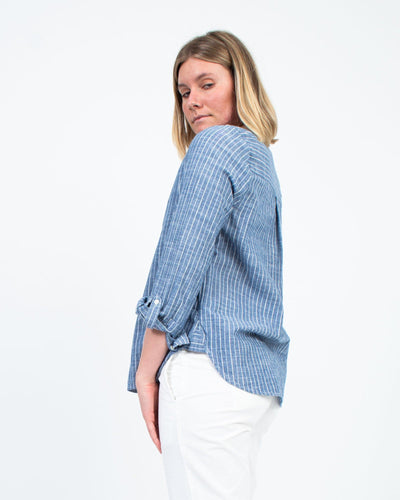Joie Clothing Small Blue Pin Striped Blouse