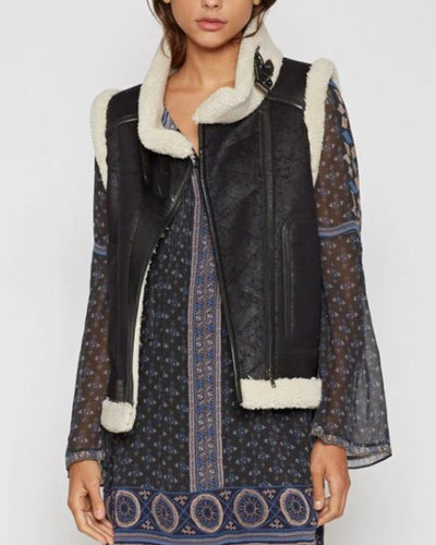 Joie Clothing Small "Danay" Leather & Faux Fur Vest