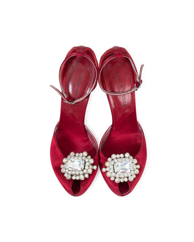 Karen Millen Shoes Small Red Peep Toe Heels