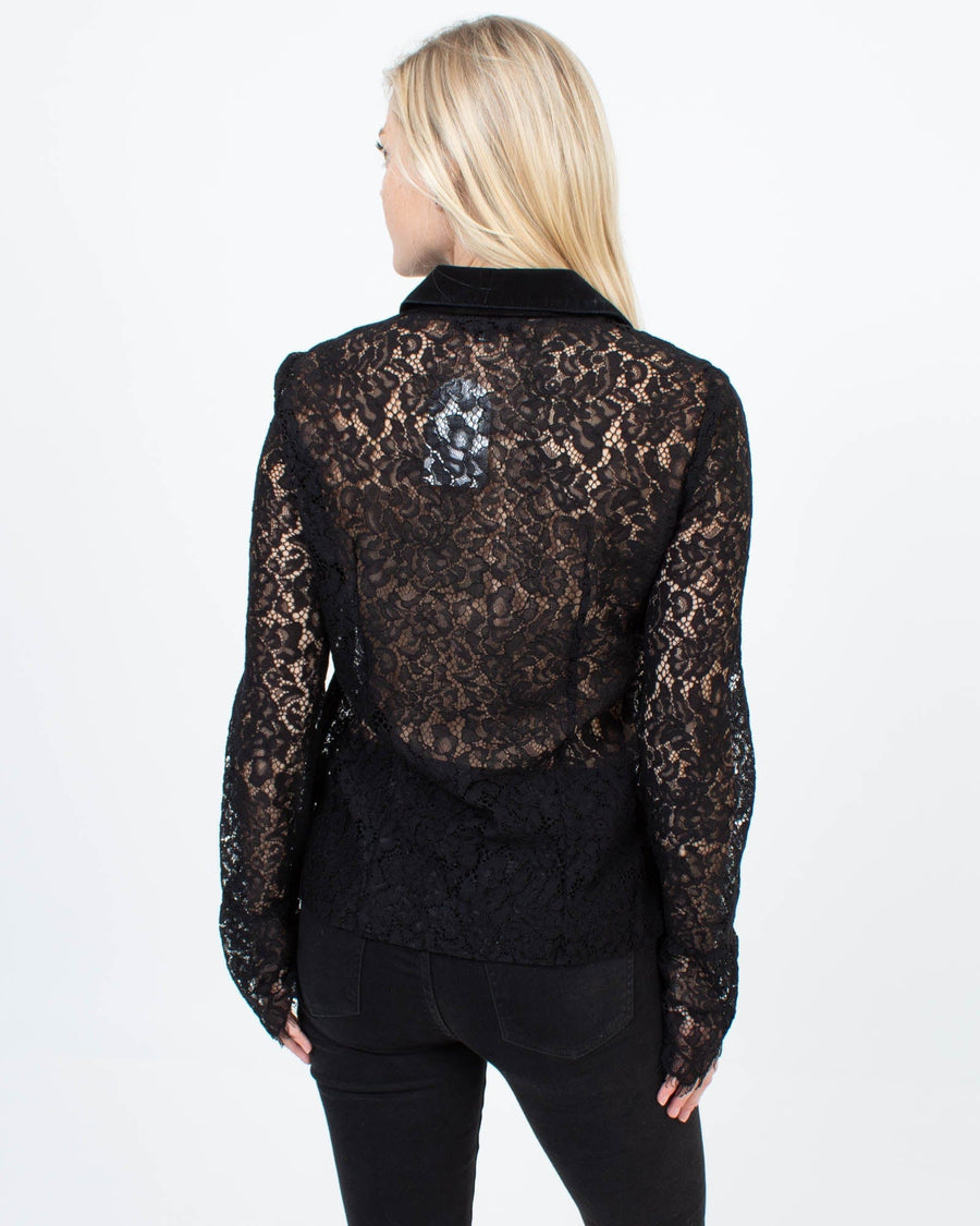 Lamarque Clothing Small Sheer Lace Blouse