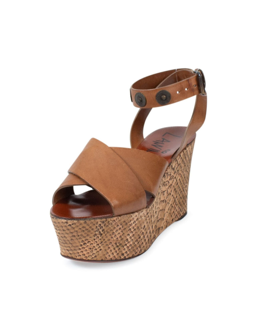 LANVIN Shoes Small | IT 38 I US 8 Brown Leather Wedges