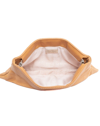 Lauren Merkin Bags One Size Perforate Tan Leather Clutch