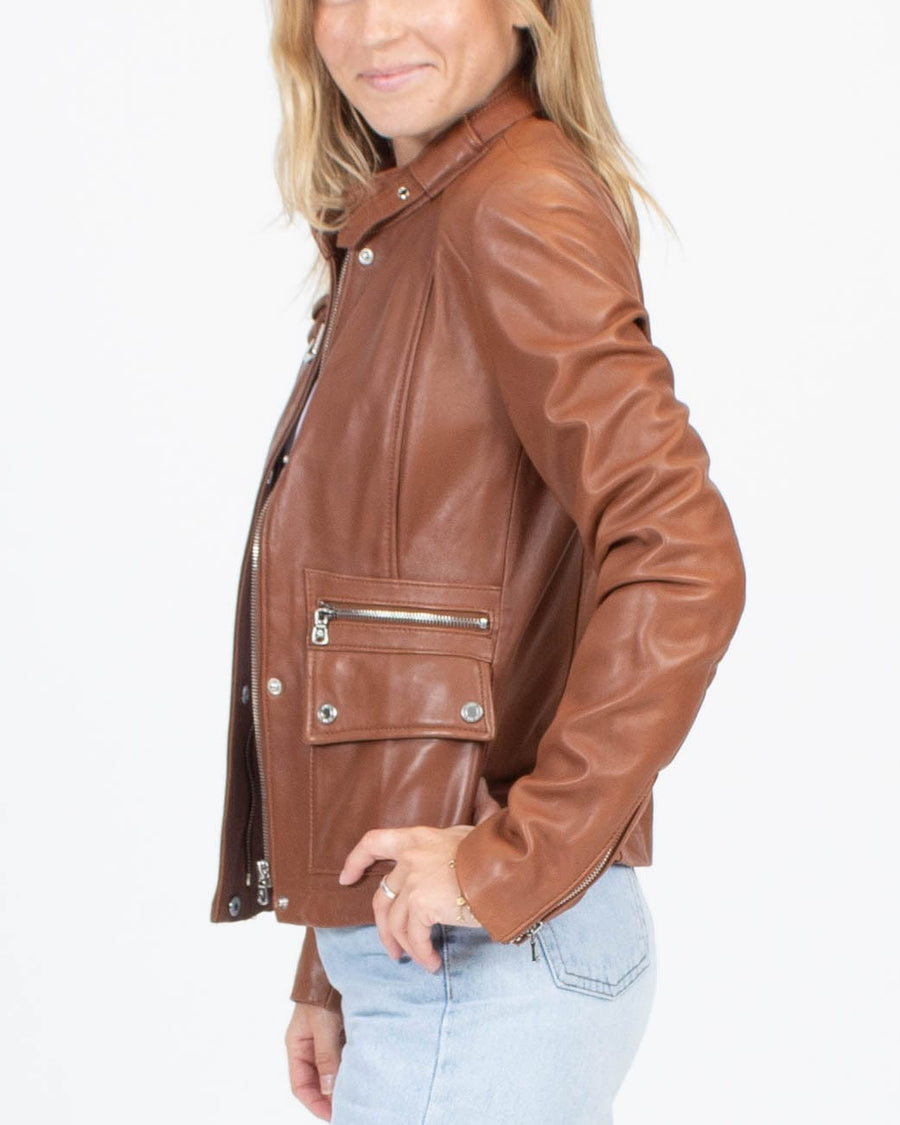 Lauren Ralph Lauren Clothing XS Brown Leather Jacket