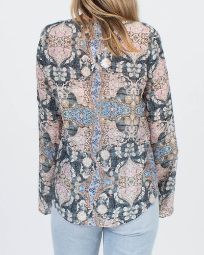 Lavender Brown Clothing XS Printed Silk Blouse