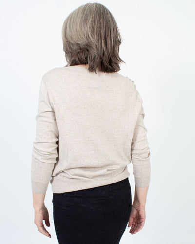 Le Superbe Clothing Medium Bejeweled V-Neck Sweater