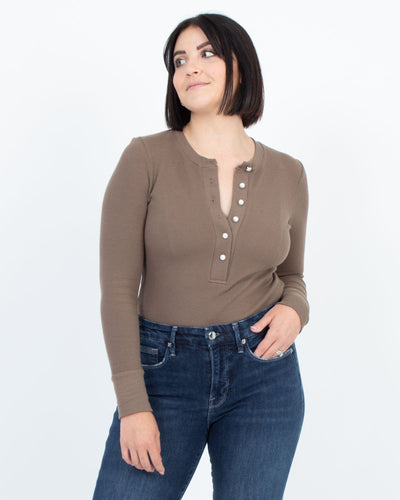 LNA Clothing Medium Brown Long Sleeve Bodysuit