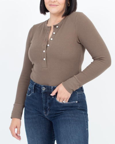 LNA Clothing Medium Brown Long Sleeve Bodysuit